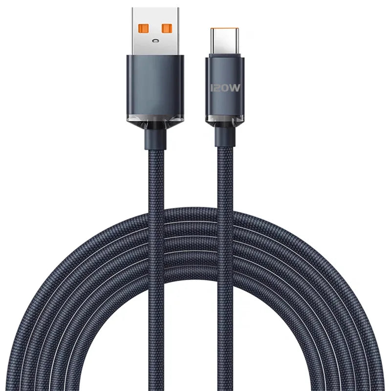 120W USB Type C Cable Type C to Type C Fast Charging Cord USB C Quick Charge Phone Cables For Samsung Xiaomi Huawei Realme