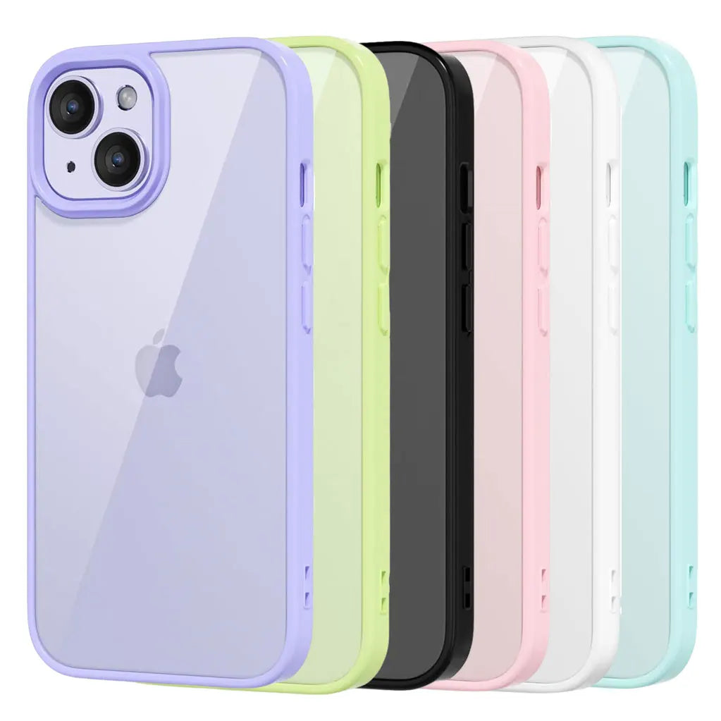 Colour Back Transparent Shockproof Phone Case for iPhone 16 15 14 13 12 11 Pro Max 7 8 Plus XR Xs 12 Mini Silicone Bumper Cover