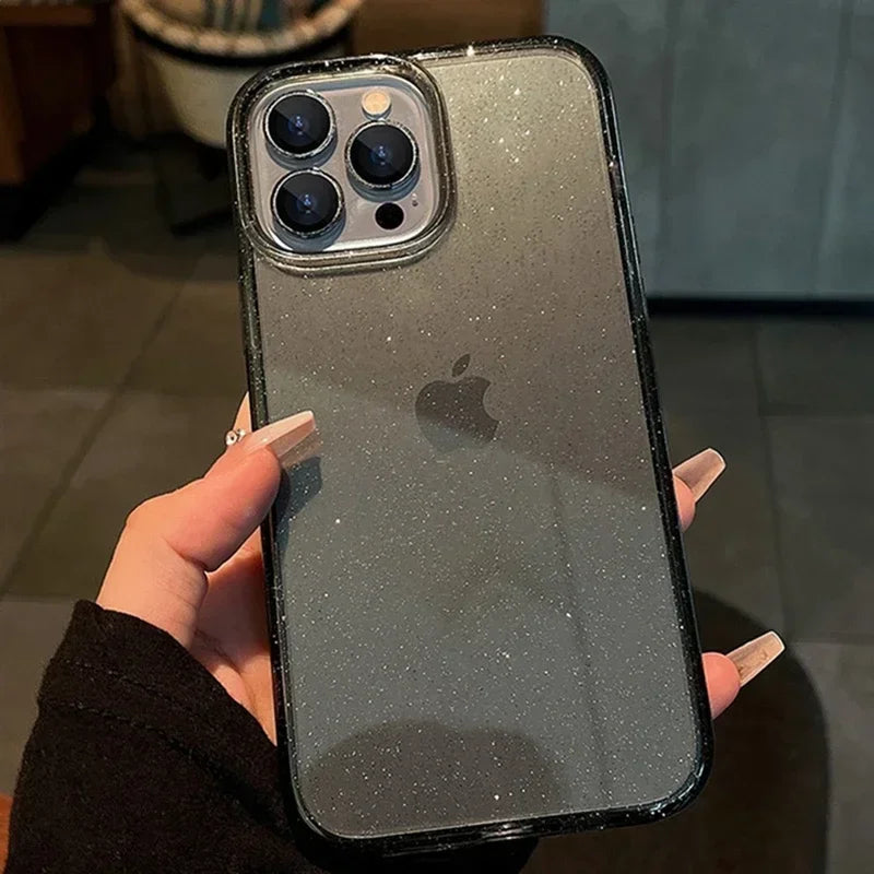 Pink Glitter Bling Clear Soft Case for IPhone 17 Air 16 15 14 13 12 11 Pro Max Plus 17Pro 16Pro 16e I Phone Women Fundas Cover